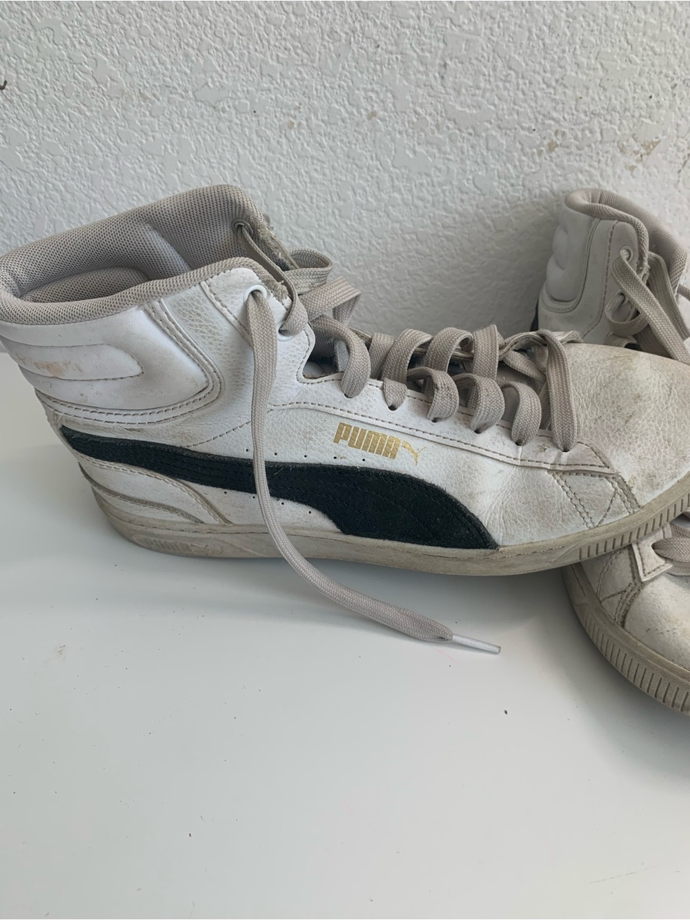 Puma Women's White High-Top Sneakers with Black Formstrip